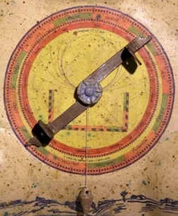 The astrolabe back includes the zodiac