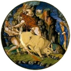 LA-CAPTURE-DES-BOEUFS-DE-GERYON-PAR-HERCULE-Majolique-dUrbino-Francesco-Xanto-Avelli