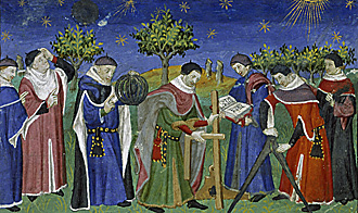 Medieval astrologers and surveyors at work, 15th century