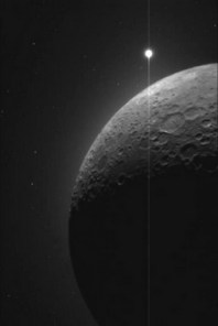 The moon and Venus as seen by the Clementine probe in 1994.