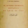 de hominis dignitate. heptaplus. de ente et uno