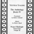 Vettius Valens – The Anthology Book IV